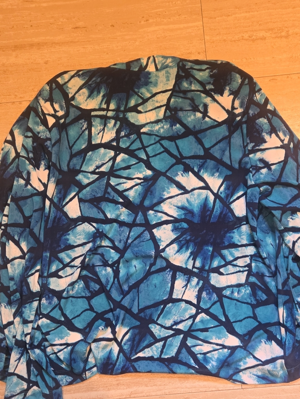 Easywear By Chico's Shades of Blue Design Print Open Front Cardigan - Picture 8 of 8
